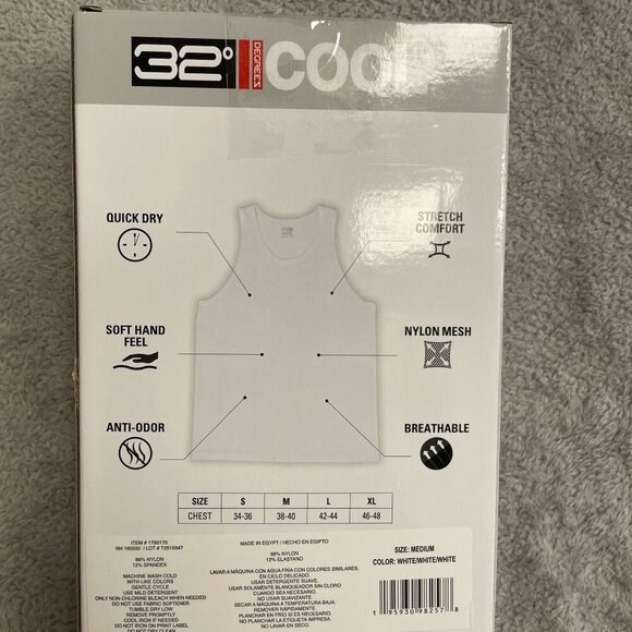 NEW 32 Degrees Cool 3-Pack Comfort Mesh Tank White Men's M Breathable Quick Dry - Picture 5 of 6